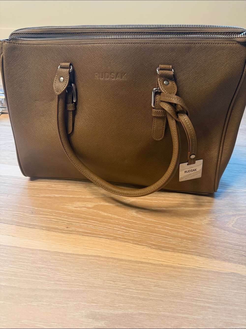 RUDSAK Brown Textured Leather Satchel Tote